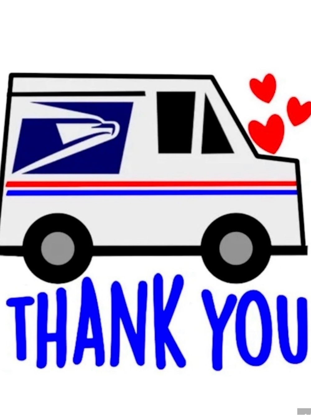 Private Label White Mail Van Sticker with Blue Text and Red Hearts